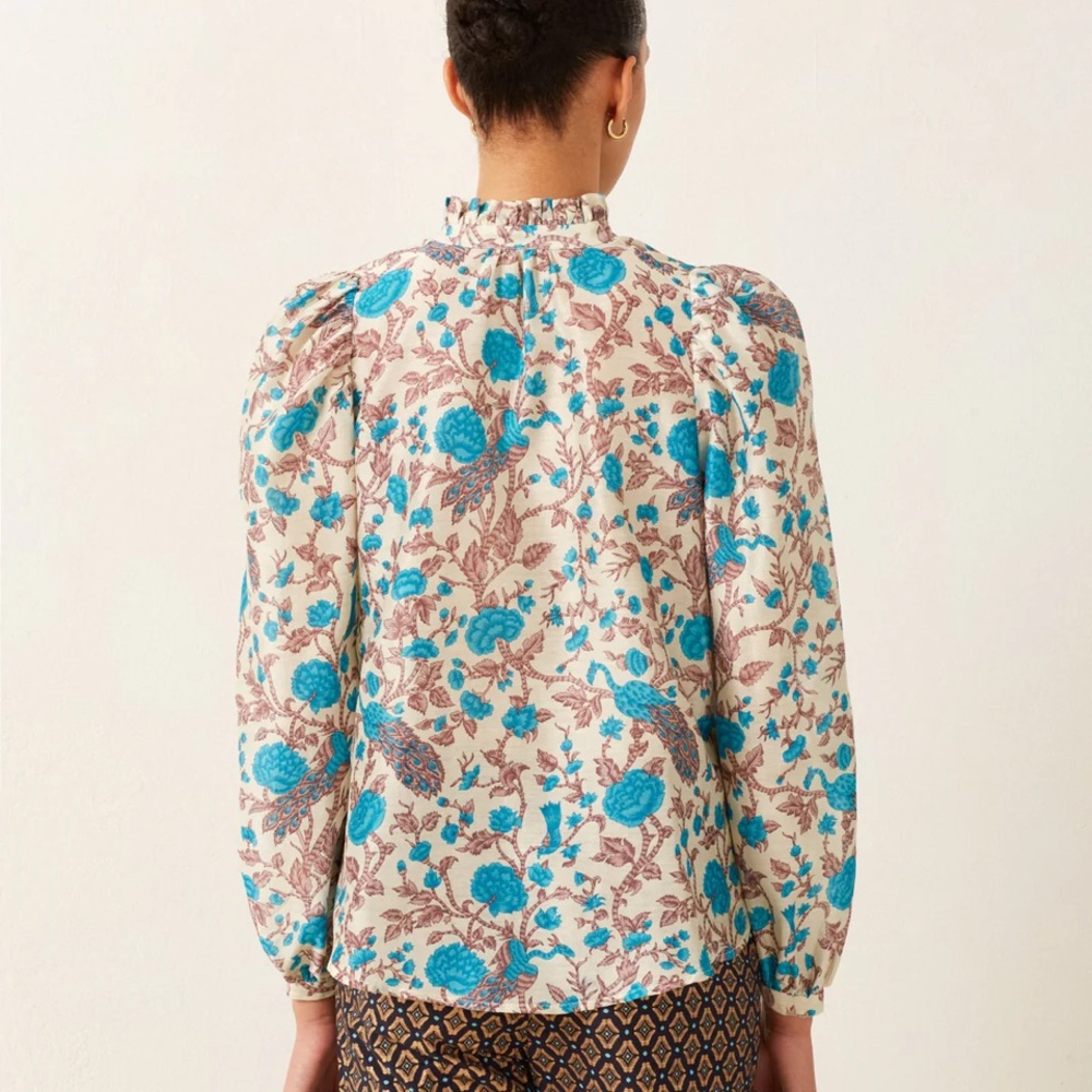 NWT Alix of Bohemia Annabel Peacock Plume Print Blouse - Picture 4 of 10